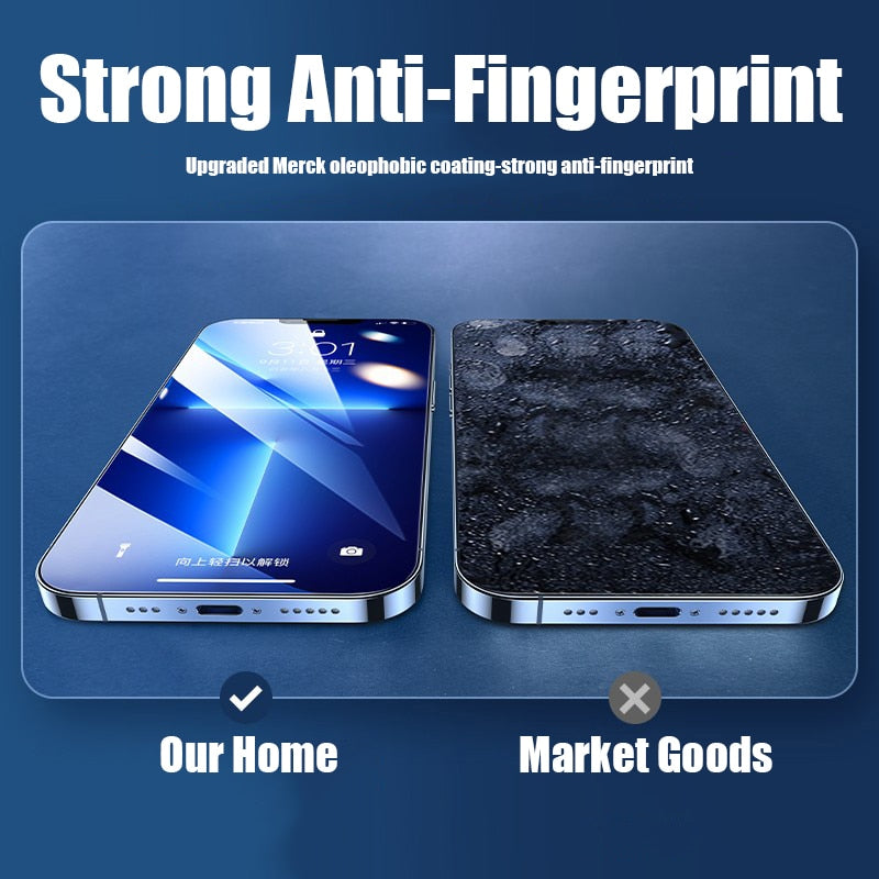 4Pcs Full Cover Protective Glass For iPhone 11 12 13 14 Pro Max Screen Protector For iPhone XS XR 6 7 8 Plus Tempered Glass Film