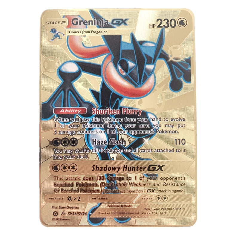 Newest Pokemon Vmax V GX EX Shiny Gold Metal Card PV French Game Tag Team Fighting Ordering Series Child Christmas Gift