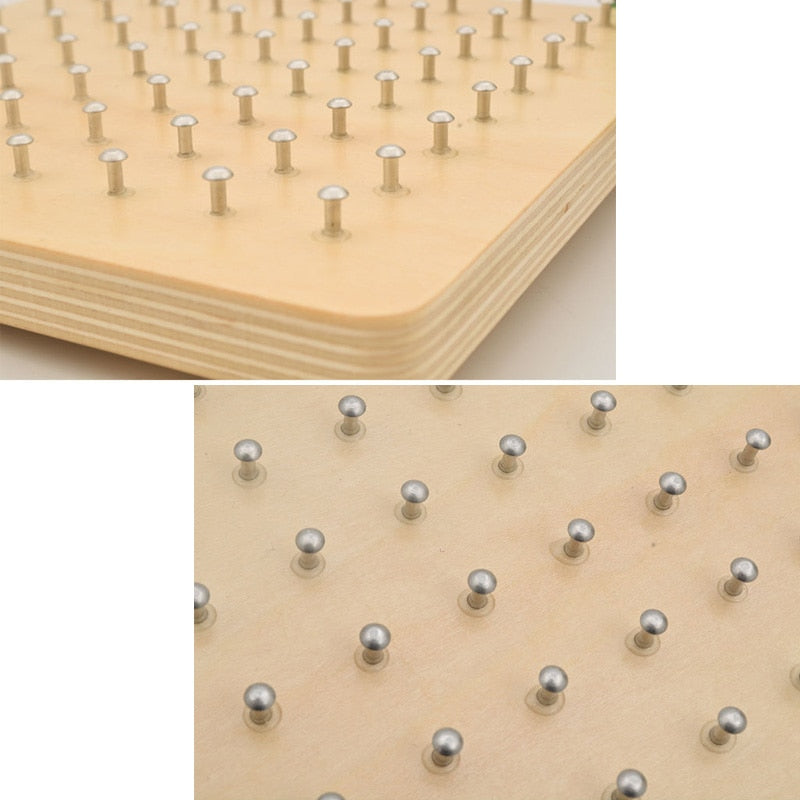 Montessori Baby Creative Toy Graphics Rubber Tie Nail Boards with Cards Childhood Education Preschool Kids Toys Educational