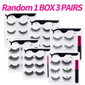 3Pairs Magnetic Lashes 3D Mink Eyelashes Wholesale Fake Eyelashes Magnetic Eyeliner With Tweezer Makeup Set For Beauty Faux Cils