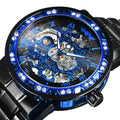 WINNER Transparent Skeleton Watch for Men Mechanical Wristwatches Diamond Watches Mens Luxury Stainless Steel Strap Unisex Clock