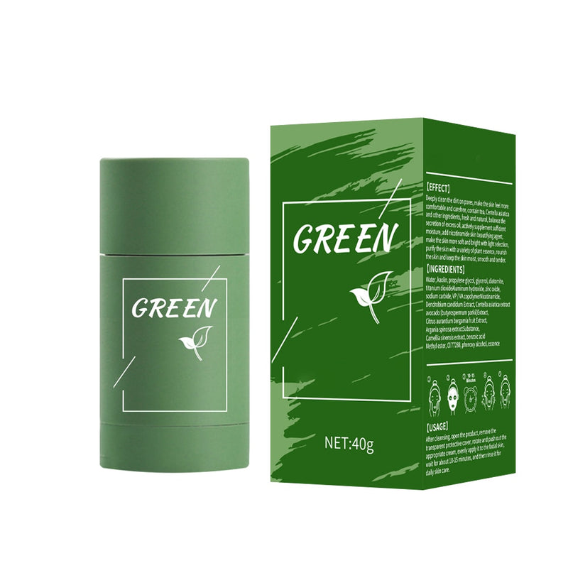 Green Tea Mask Stick Blackhead Remover Clay Face Mask Oil Control Acne Remover Pore Cleansing Purifying Detoxifying Skin Care