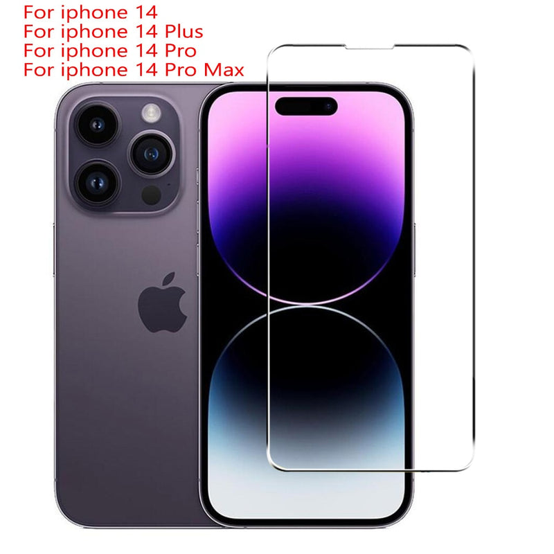 4Pcs Protective glass on For iPhone 14 13 12 11 Pro Max XS XR Mini screen protector Tempered glass For iphone 7 8 14 Plus glass