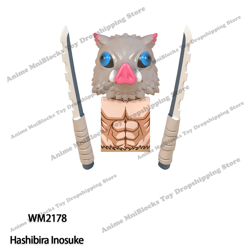 WM6116 WM6137 WM2344-A Demon Slayer Japanese Anime Uzui Tengen Rengoku Kyoujurou Tanjirou mini Action toy Figures Assemble toys