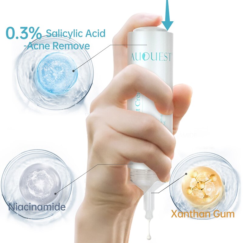 AUQUEST Salicylic Acid Acne Face Cream Skin Care Hyaluronic Acid Black Dots Acne Pimple Remove Treatment Cream Beauty Health