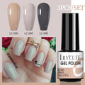 LILYCUTE 3 PCS Gel Nail Polish Set Nude Pink Glitter Sequins Matte Effect Gel Long Lasting Base Top Coat Nail Art Design Hybrid