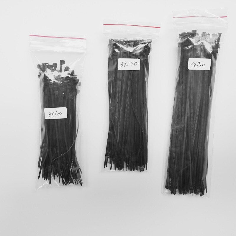 500pcs/Lot Cable Ties 3x60 3x80 3x100 3x120 3x150 Combination Set  Self-Locking Plastic Nylon Wire Cable Zip Ties Black or White