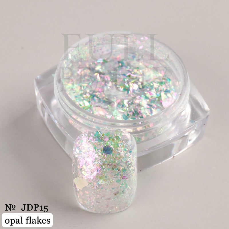 Crystal Fire Opal Flakes Nail Sequins Purple Holographic Glitter DIY Chrome Powder for Spring Nails Manicure Paillettes GL1857