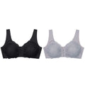 2PCS Sexy Front Closure Bralette Lace Plus Size Bra Push Up Underwear Crop Top M-5XL Seamless Brassiere Female Lingerie