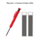 Solid Carpenter Pencil Set with 6 Refill Leads Built-in Sharpener Mechanical Pencil Marking Tool Kit for Woodworking Architect