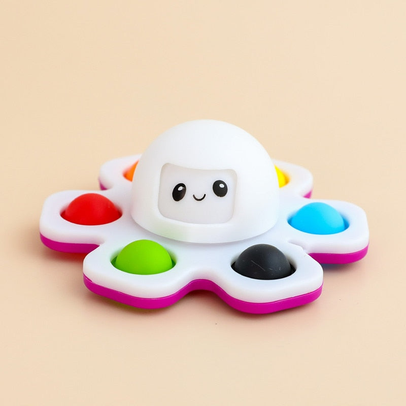 3IN1 Flip Octopus Poppit Toy Finger Spinner Toys Anti Stress Hand Fingertip Gyro Push Bubble Pop Change Face Poppit Toy Sensory