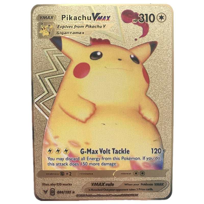 Newest Pokemon Vmax V GX EX Shiny Gold Metal Card PV French Game Tag Team Fighting Ordering Series Child Christmas Gift