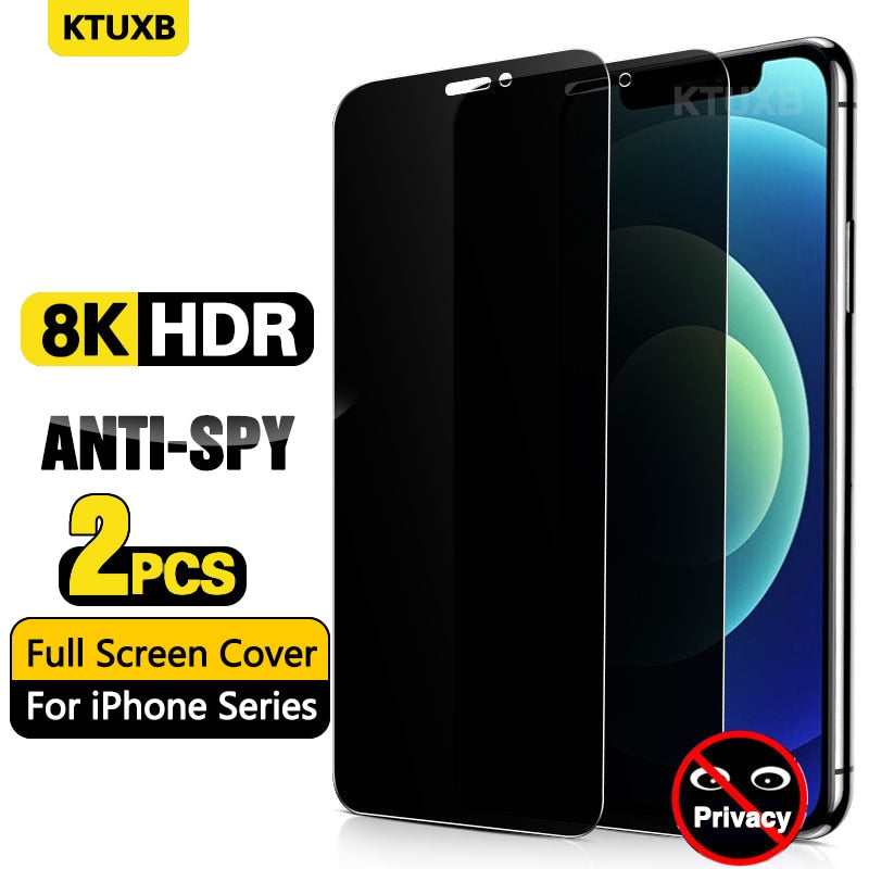 2PCS Privacy Protective Glass For iPhone 11 12 13 Pro Max XR Anti Spy Tempered Glass For iPhone 14 Pro Max Screen Protector Film