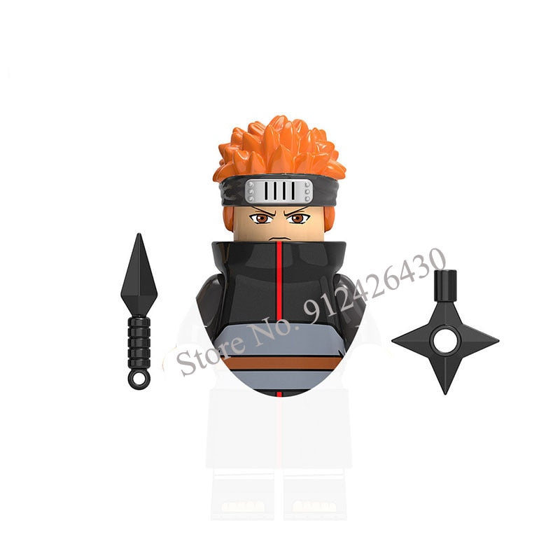 Naruto Sasuke Kakashi Akatsuki bricks Building Blocks Anime cartoon Mini Action Figures Heads Assembly Toys kids Christma Gifts