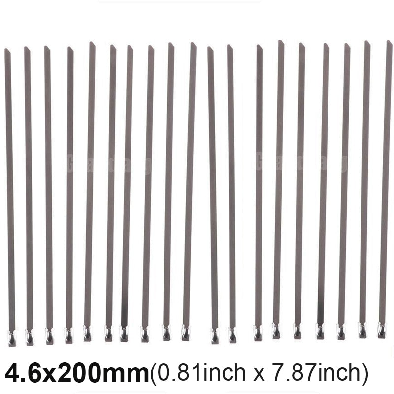 20 Pcs Stainless Steel Metal Cable Ties Exhaust Wrap Coated Locking Metal Zip-Exhaust Multifunctional Locking Cable Ties