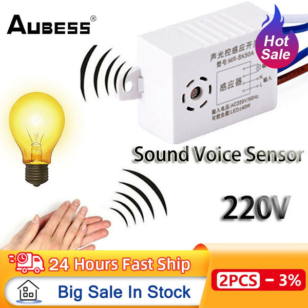 New 220V Sound Voice Sensor Switch Indoor Intelligent Auto On Off Lights Switch Automatic Voice Control Sensor Detector Switch