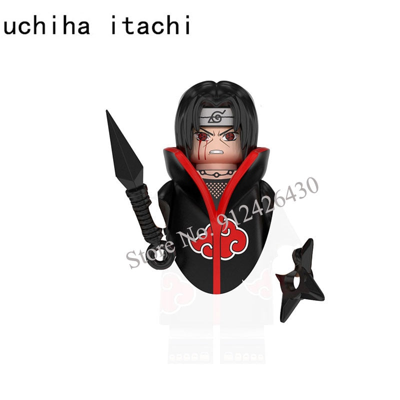 Naruto Sasuke Kakashi Akatsuki bricks Building Blocks Anime cartoon Mini Action Figures Heads Assembly Toys kids Christma Gifts