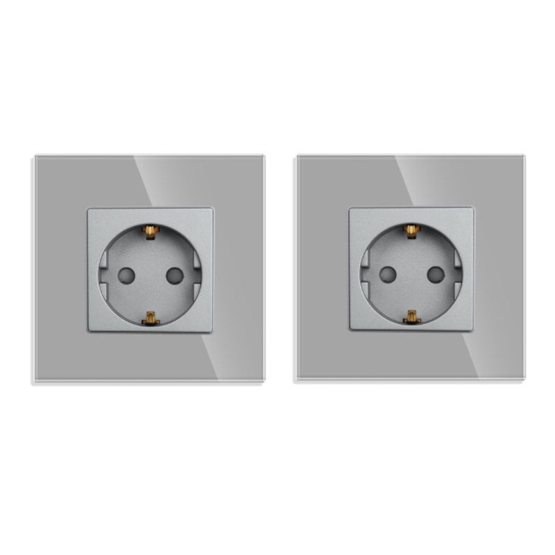 Bingoelec Power Socket,16A EU Standard Electrical Outlet 86mm*86mm White Crystal Glass Panel Wall Socket
