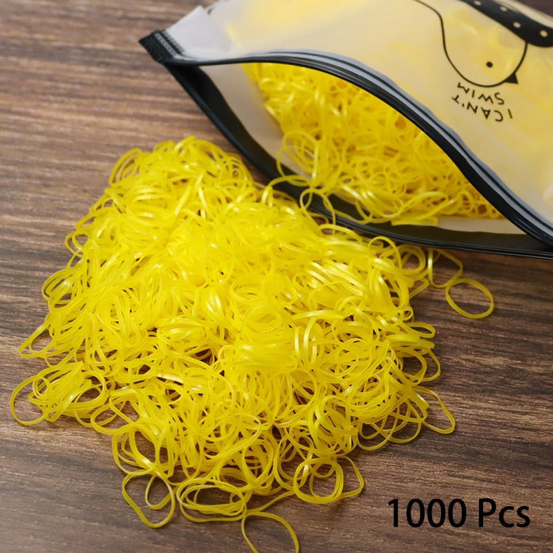 1000PCS Disposable Rubber Band Hairband For Children  Ponytail Hairs Ties Colourful Elastic Hair Bands Baby Hair Accessories