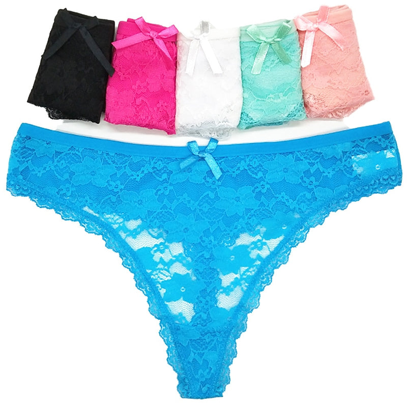 5 PCS/Set Sexy Lace Thong Women Low Waist Panties Transparent Underwear Ladies Lingere Panty Underware Womens G String 87169