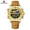 NAVIFORCE Luxury Gold Watches For Men Casual Sports Chronograph Alarm Quartz Wrist Watch Leather Waterproof Digital Clock 9163