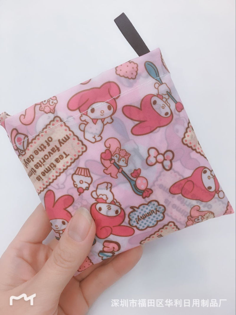 Sanrio Hello Kitty Small Folding Shopping Bag Melody Polyester Eco Bag Cartoon Shoulder Bag Handbag