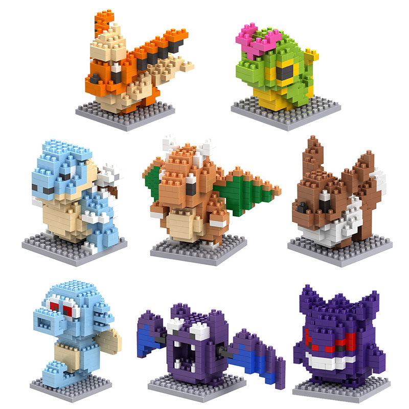 Pokemon Small Building Pokemon Blocks Small Cartoon Picachu Animal Model Education Game Graphics Pokemon Toys For Kids Birthday