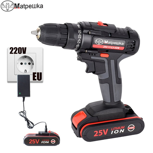 Cordless Screwdriver Electric Screwdriver Cordless Drill  Power Tools Handheld Drill Lithium Battery Charging Drill + Battery