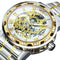 WINNER Transparent Skeleton Watch for Men Mechanical Wristwatches Diamond Watches Mens Luxury Stainless Steel Strap Unisex Clock