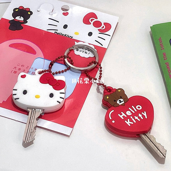 Kawaii Sanriod Accessories Kitty kuromi My Melody Cartoon Silicone Case Backpack Pendant Keychain Anime Toys for Girls Gifts
