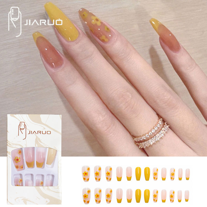 Fake Nails Art Nail Tips Press on False with Designs Set Full Cover Artificial Short Packaging Kiss Display Clear Tipsy Stick