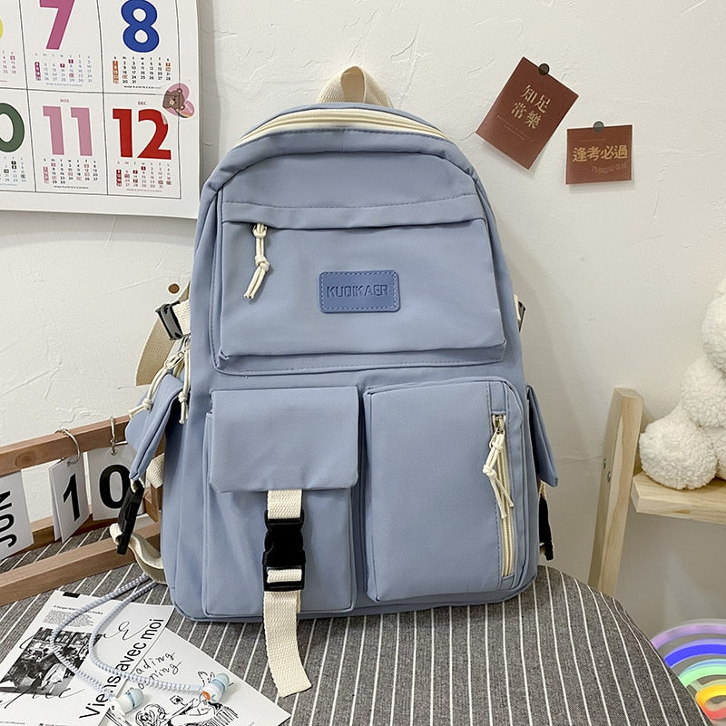 Large Capacity Canvas Black Backpack Light Simple Travel Bag Canvas Backpack Student School Bag Canvas Student Zipper Backpack