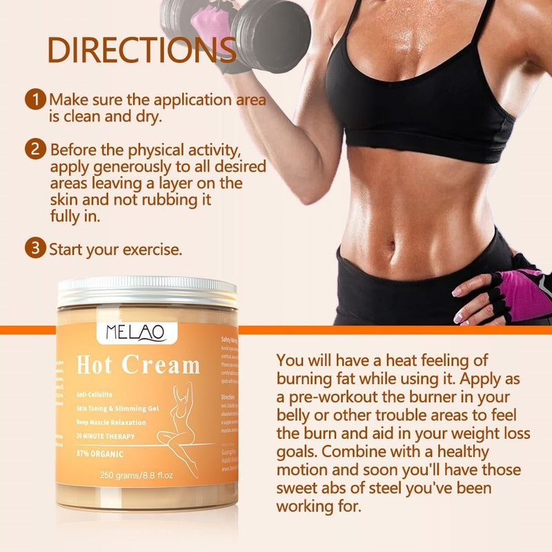 MELAO Hot Cream Slimming Cellulite Firming Body Tummy Fat Burning Ginger Slim Massage Gel Weight Lose Cream for Shaping Waist