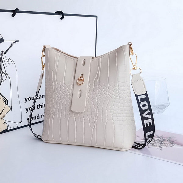 Crocodile Messenger Bags For Women PU Leather Crossbody Shoulder Bag 2022 Female Luxury High Quality Ladies Handbags Bucket Bag