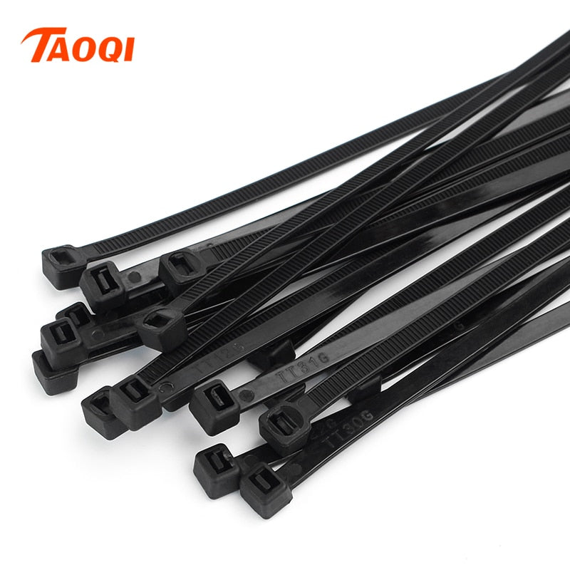 Self-locking plastic nylon tie 100PCS/bag  black Zip wraps strap nylon cable tie set 3*100 fastening ring 3X200 Loop Wire Wrap