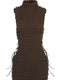 Kliou Stunning Stacked Mini Dress Women Sexy Solid Mock Neck Sleeveless Draw String Bodycon Party Clubwear Elegant Female Skirt