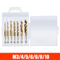 M3 M4 M5 M6 M8 M10 Tap Drill Titanium Plated Hex Shank HSS Screw Machine Compound Hand Tools Metric Thread Tap Drill Bits Set