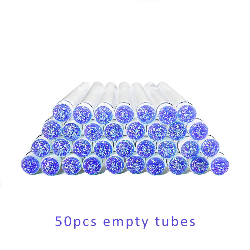 50pcs Reusable Eyelash Brush Tube Disposable Eyelash Wands Eyebrow Brush Replaceable Dust-proof Sparkling Broken Diamond Bottom