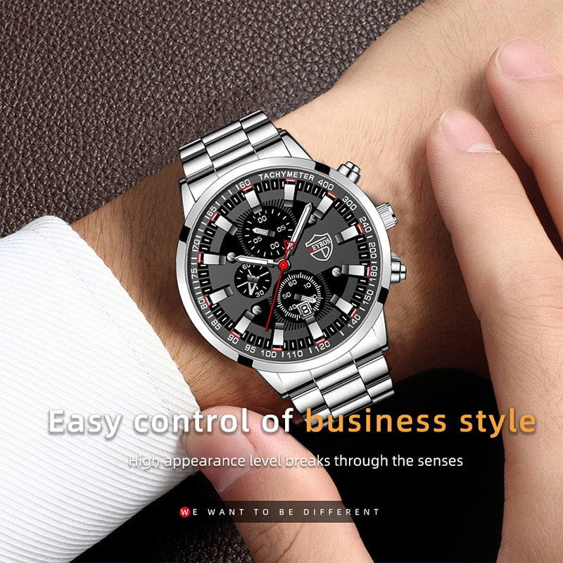 Fashion Mens Sports Watches for Men Business Stainless Steel Quartz Wrist Watch Luxury Man Casual Luminous Clock часы мужские