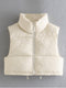 Willshela Women Fashion High Neck Cropped Waistcoat Puff Vest Casual Woman Sleeveless Jacket Chic Lady Winter Warm Outfits
