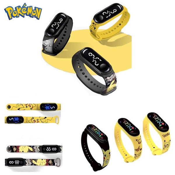 Pokemon Strap LED Electronic Watch Fashion Colorful Bracelet Touch Waterproof Anime Character Pikachu Educational Children&#39;s