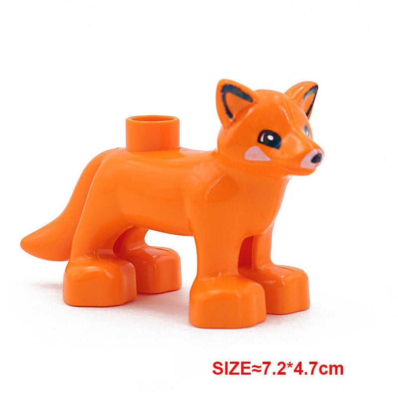 Big Building Block Accessories Chicken Duck Dog Cat Bird Cattle Sheep Zebra Rhinoceros Insect Zoo Series DIY Duploes Toy Gift