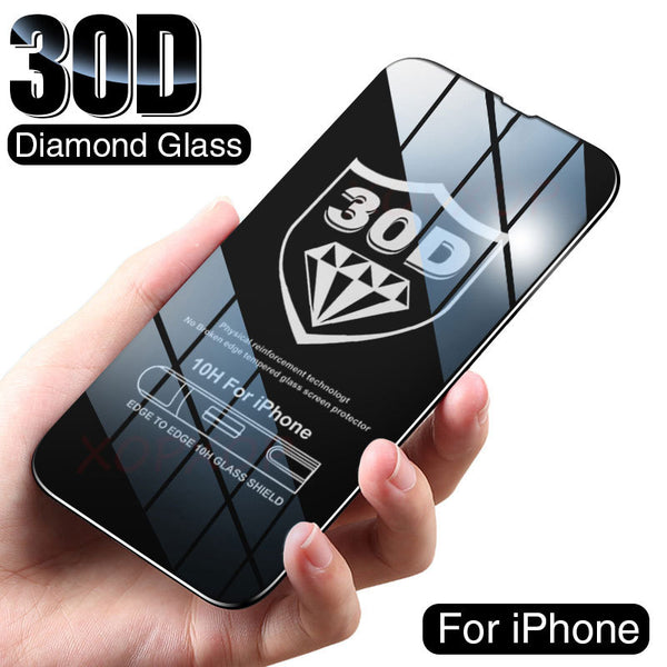 30D Diamond New upgrade Full Cover Screen Glass For iPhone 13 14 12 11 Pro Max Mini XR X XR XS Tempered Glass Screen Protector