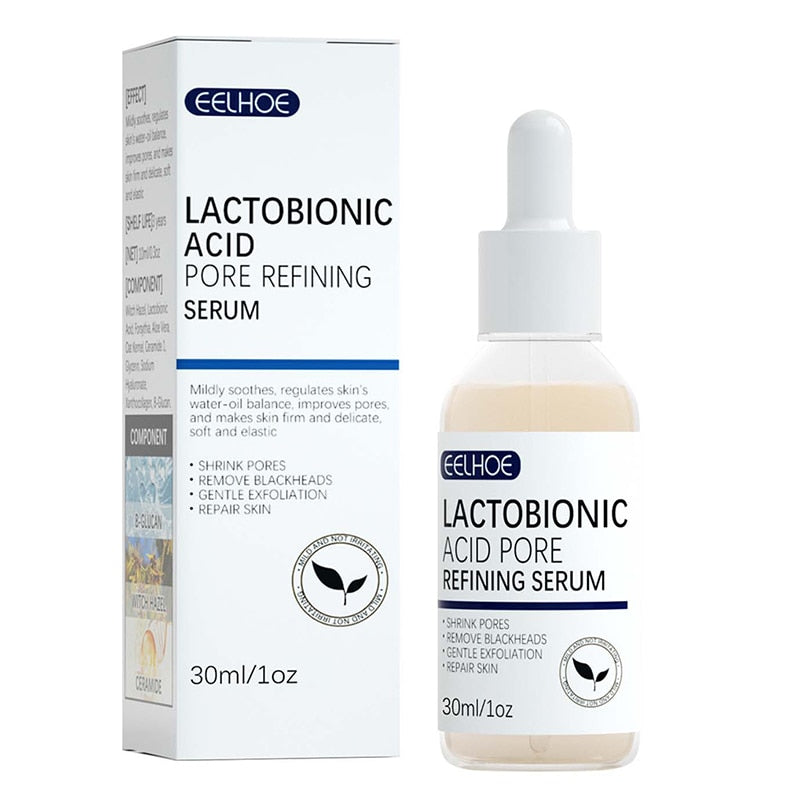 Lactobionic Acid Pore Shrink Face Serum Hyaluronic Acid Moisturizing Nourishing Essence Firming Brighten Beauty Korean Cosmetics