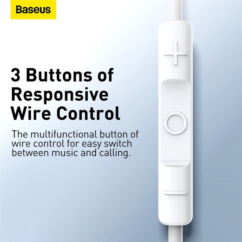 Baseus Wired Earphone H17 3.5mm In-ear with Microphone for Samsung Galaxy Xiaomi Huawei 3.5mm Ports Devices HiFi Sport Headphone