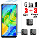 6in1 Protective Glass for Xiaomi Redmi Note 11 10 9 Pro 10S 9S 8 Camera Screen Protector For Redmi 9C NFC 9T 9A 9AT 10C Glass