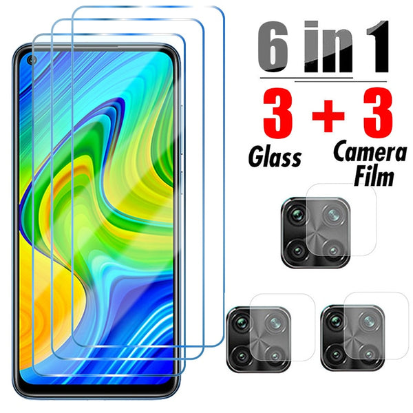 6in1 Protective Glass for Xiaomi Redmi Note 11 10 9 Pro 10S 9S 8 Camera Screen Protector For Redmi 9C NFC 9T 9A 9AT 10C Glass