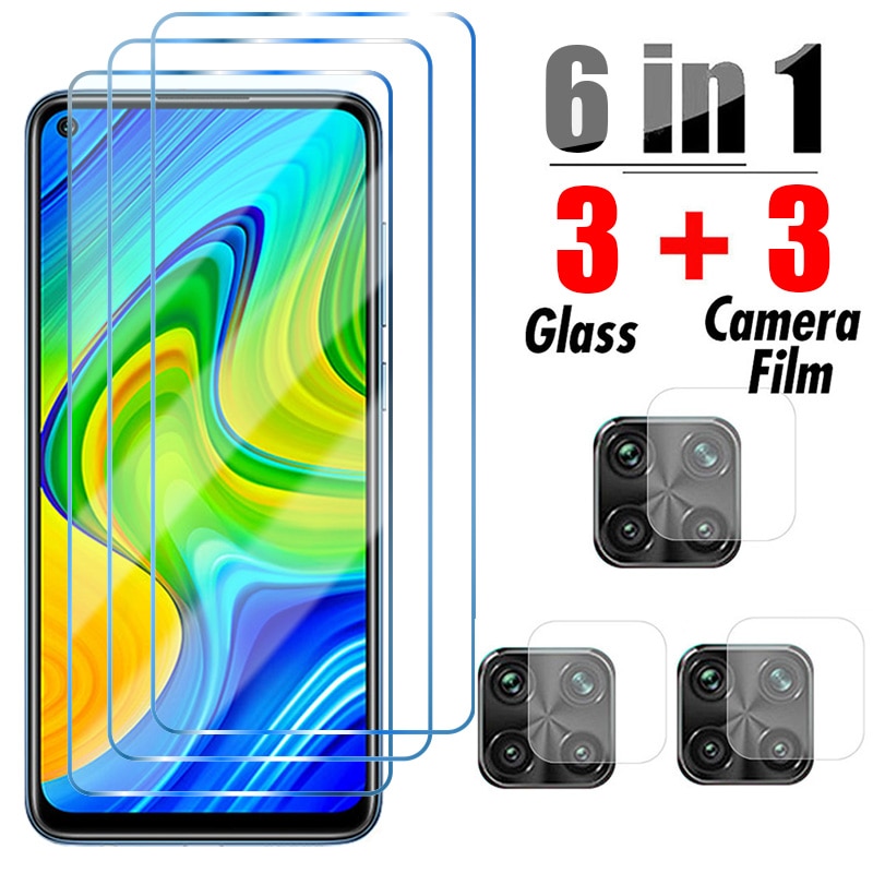 6in1 Protective Glass for Xiaomi Redmi Note 11 10 9 Pro 10S 9S 8 Camera Screen Protector For Redmi 9C NFC 9T 9A 9AT 10C Glass