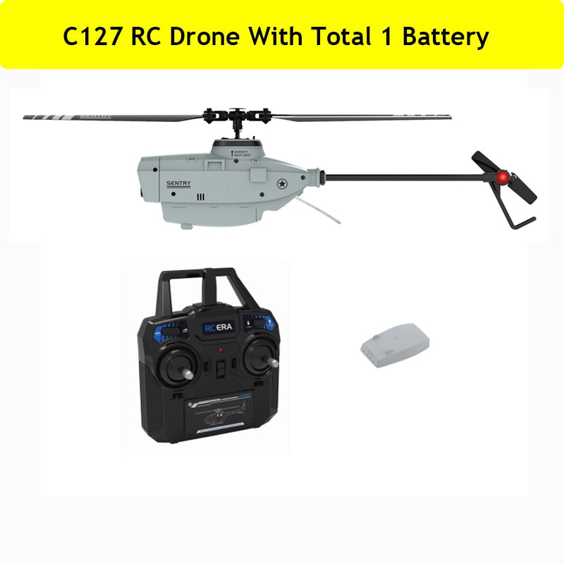 C127 2.4GHz RC Drone 720P Camera 6-Axis Wifi Sentry Helicopter Wide Angle Camera Single Paddle Without Ailerons Spy Drone RC Toy