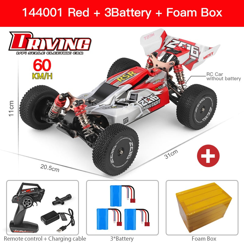 WLtoys 144010 144001 75KM/H 2.4G RC Car Brushless 4WD Electric High Speed Off-Road Remote Control Drift Toys for Children Racing